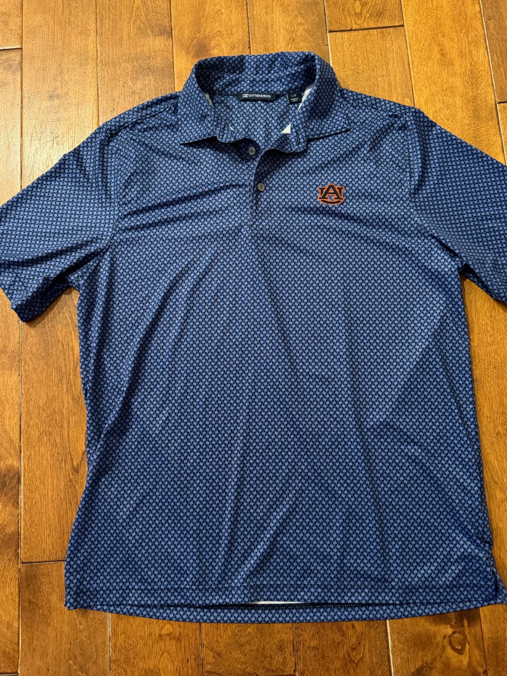 Cutter & Buck Navy Blue Geometric Polo University of Auburn Golf Shirt